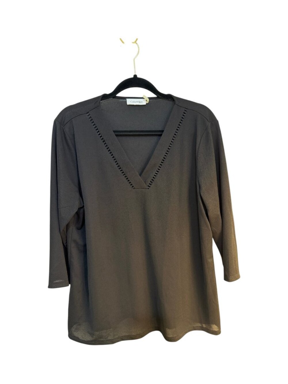 Calvin Klein Black Long Sleeve V-Neck Blouse